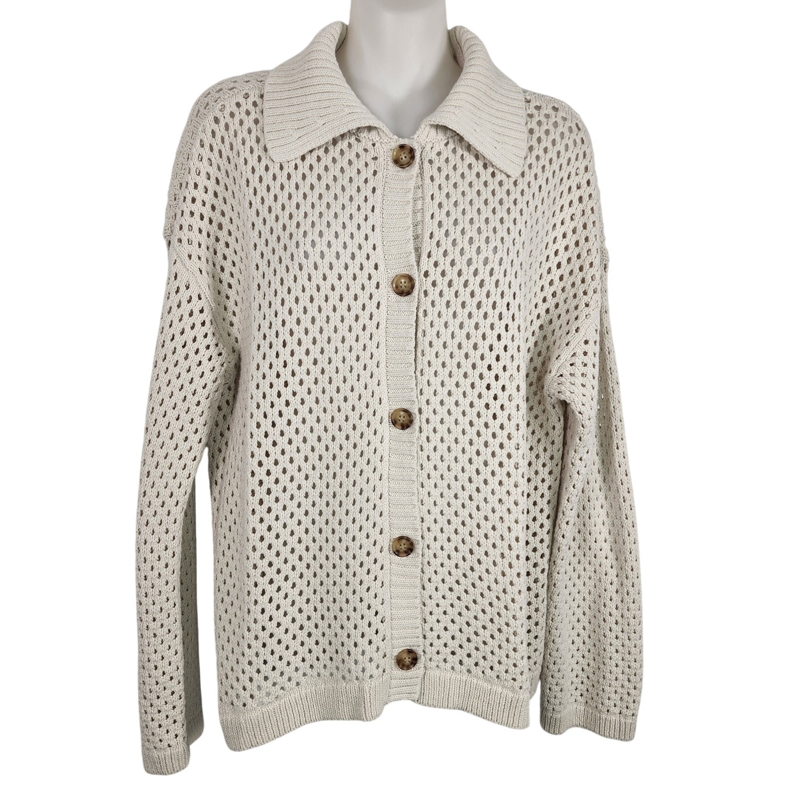 Maurice’s Women’s Plus Size Open Stitch Collar Cardigan Size 0x Relaxed Button
